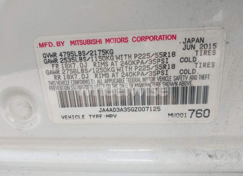 Photo 9 of 2016 Mitsubishi Outlander SE/SEL (VIN JA4AD3A35GZ007125)