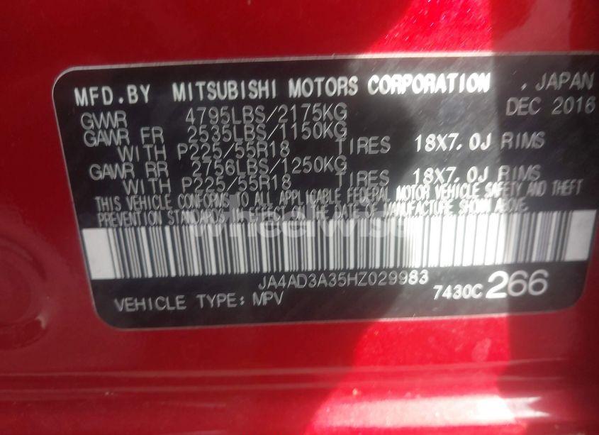 Photo 9 of 2017 Mitsubishi Outlander SE (VIN JA4AD3A35HZ029983)