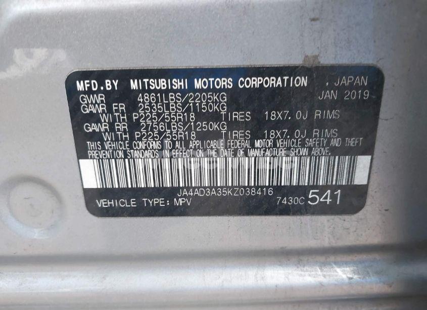 Photo 9 of 2019 Mitsubishi Outlander LE (VIN JA4AD3A35KZ038416)