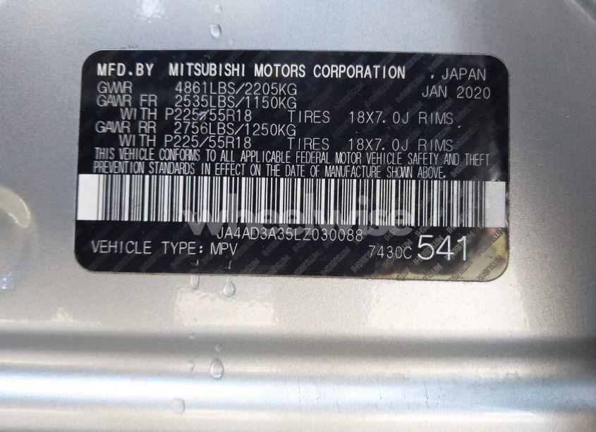 Photo 9 of 2020 Mitsubishi Outlander SEL 2.4 (VIN JA4AD3A35LZ030088)