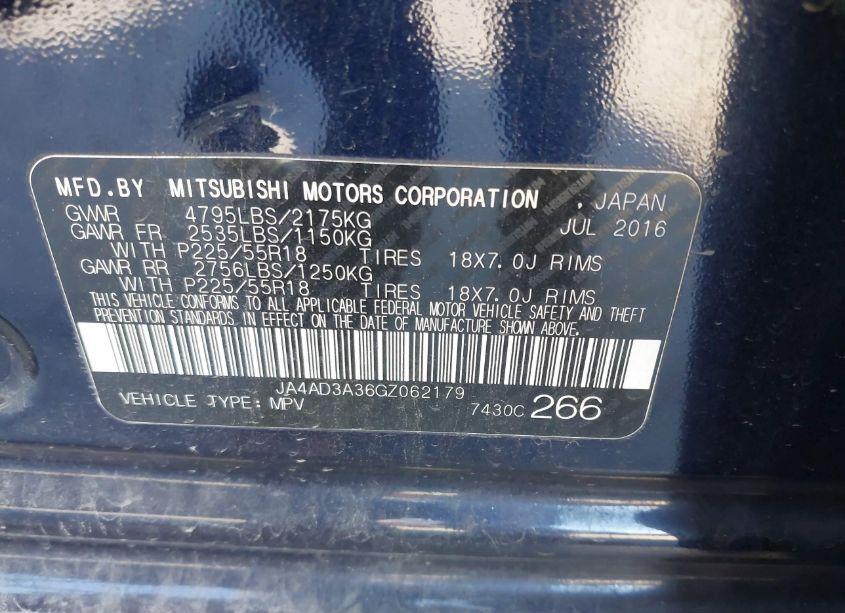 Photo 9 of 2016 Mitsubishi Outlander SEL (VIN JA4AD3A36GZ062179)