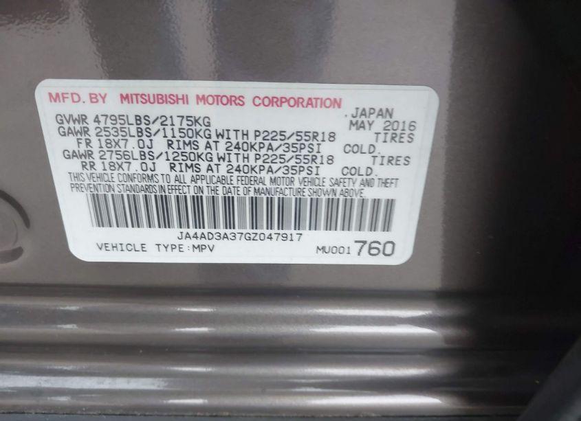 Photo 9 of 2016 Mitsubishi Outlander SEL (VIN JA4AD3A37GZ047917)