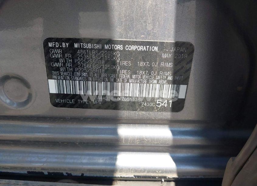 Photo 9 of 2019 Mitsubishi Outlander SEL (VIN JA4AD3A37KZ055136)