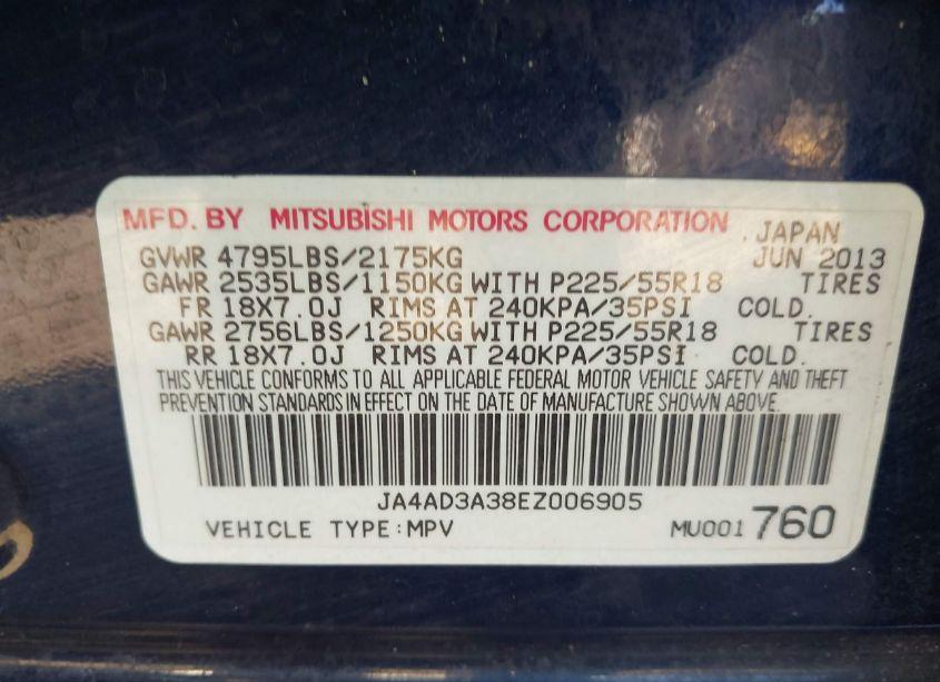 Photo 9 of 2014 Mitsubishi Outlander SE (VIN JA4AD3A38EZ006905)