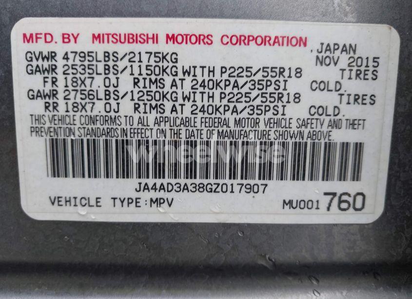 Photo 9 of 2016 Mitsubishi Outlander SEL (VIN JA4AD3A38GZ017907)