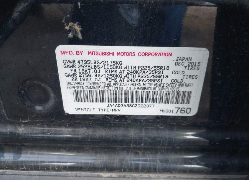 Photo 9 of 2016 Mitsubishi Outlander SEL (VIN JA4AD3A38GZ022377)