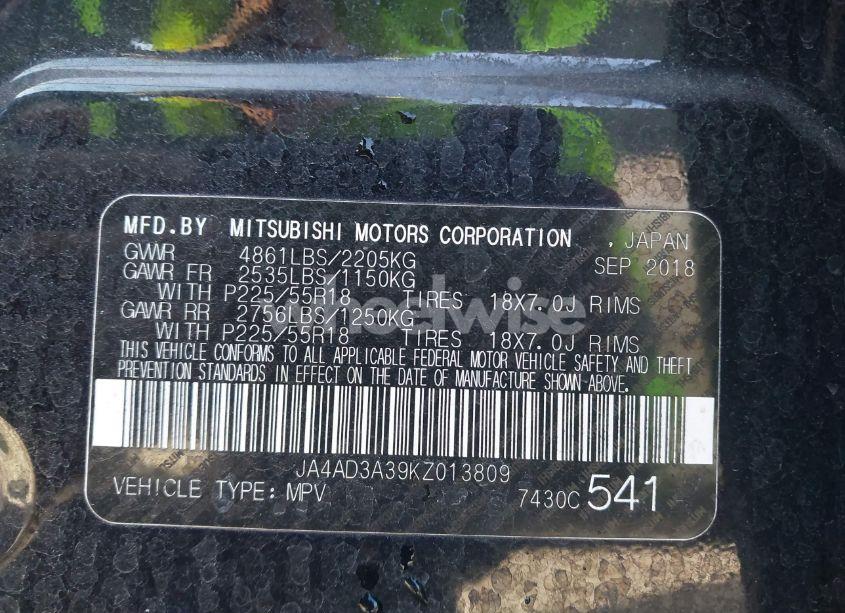 Photo 9 of 2019 Mitsubishi Outlander SE (VIN JA4AD3A39KZ013809)