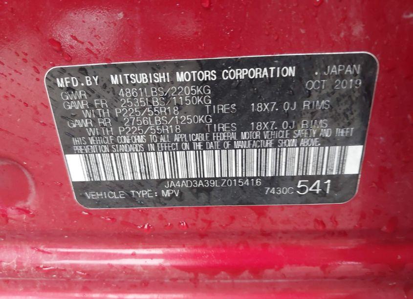 Photo 9 of 2020 Mitsubishi Outlander SE 2.4 (VIN JA4AD3A39LZ015416)