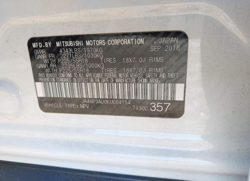 Photo 9 of 2019 Mitsubishi Outlander SPORT 2.0 ES (VIN JA4AP3AU0KU004154)