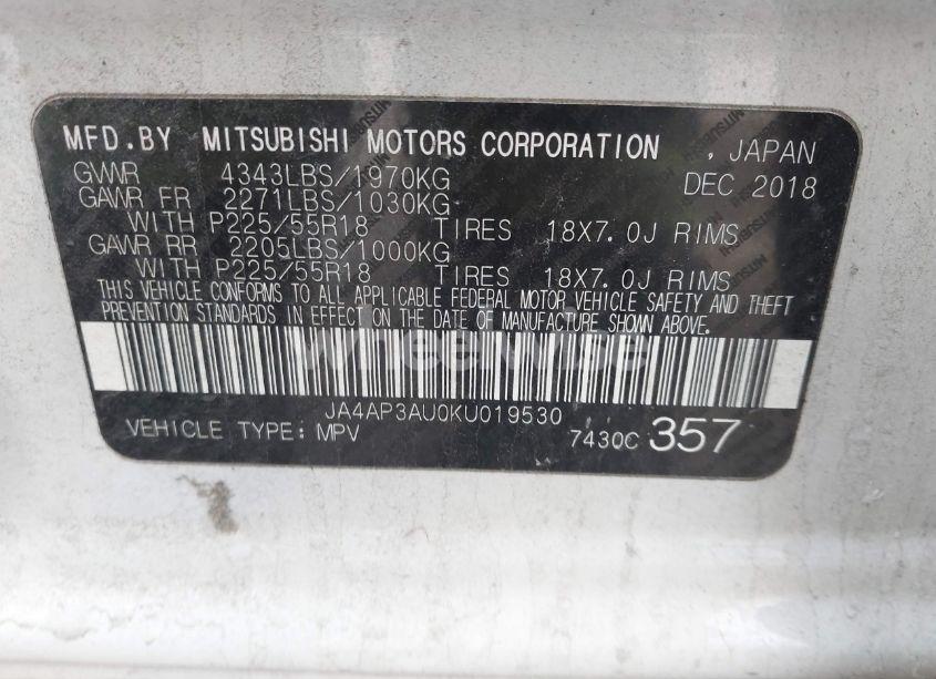 Photo 9 of 2019 Mitsubishi Outlander SPORT 2.0 LE/2.0 SP (VIN JA4AP3AU0KU019530)