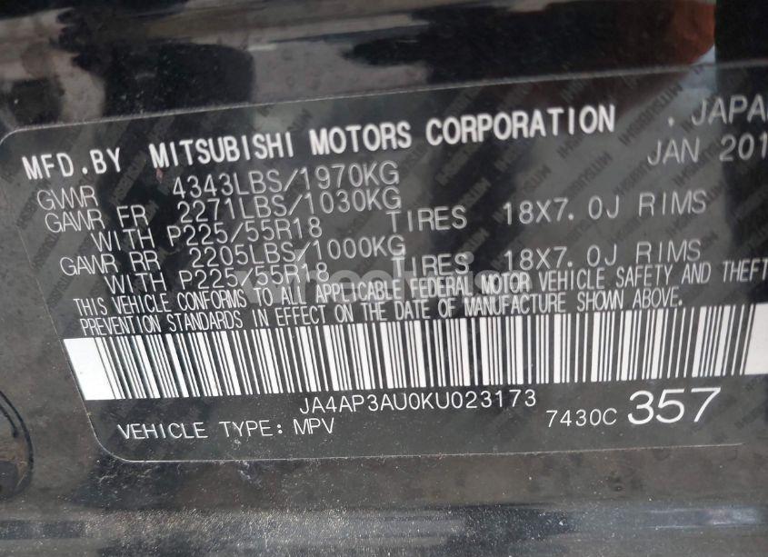 Photo 9 of 2019 Mitsubishi Outlander SPORT 2.0 LE/2.0 SP (VIN JA4AP3AU0KU023173)