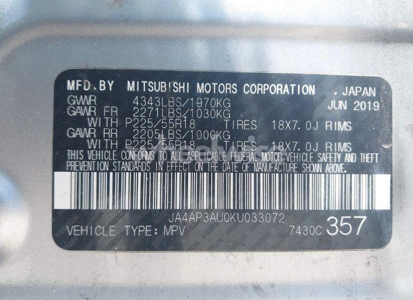 Photo 9 of 2019 Mitsubishi Outlander SPORT 2.0 ES (VIN JA4AP3AU0KU033072)