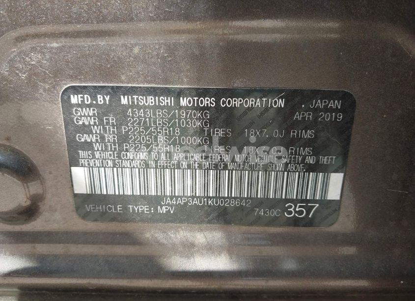 Photo 9 of 2019 Mitsubishi Outlander SPORT 2.0 ES (VIN JA4AP3AU1KU028642)