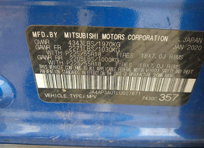 Photo 9 of 2020 Mitsubishi Outlander SPORT 2.0 ES (VIN JA4AP3AU1LU027671)