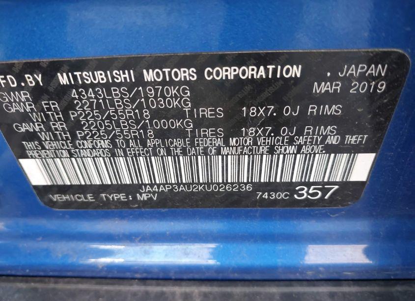 Photo 9 of 2019 Mitsubishi Outlander SPORT 2.0 ES (VIN JA4AP3AU2KU026236)