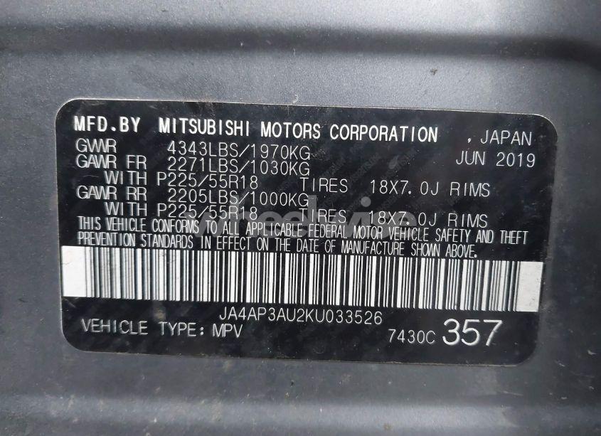 Photo 9 of 2019 Mitsubishi Outlander SPORT 2.0 ES (VIN JA4AP3AU2KU033526)