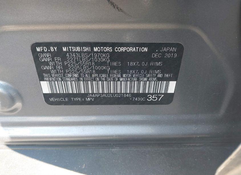 Photo 9 of 2020 Mitsubishi Outlander SPORT 2.0 ES (VIN JA4AP3AU2LU021846)