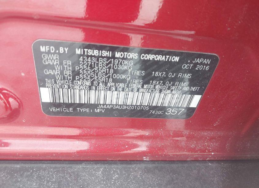 Photo 9 of 2017 Mitsubishi Outlander SPORT 2.0 ES (VIN JA4AP3AU3HZ010705)
