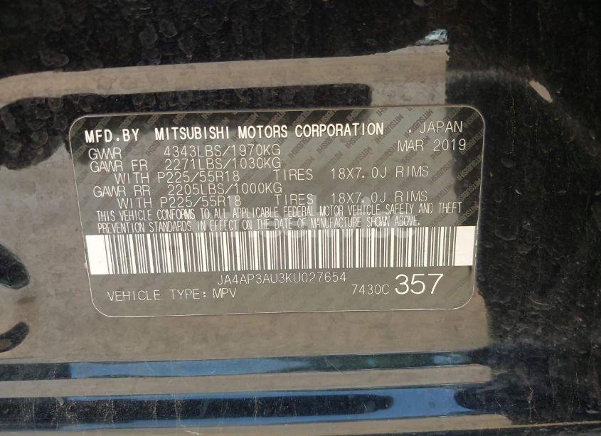 Photo 9 of 2019 Mitsubishi Outlander SPORT 2.0 ES (VIN JA4AP3AU3KU027654)