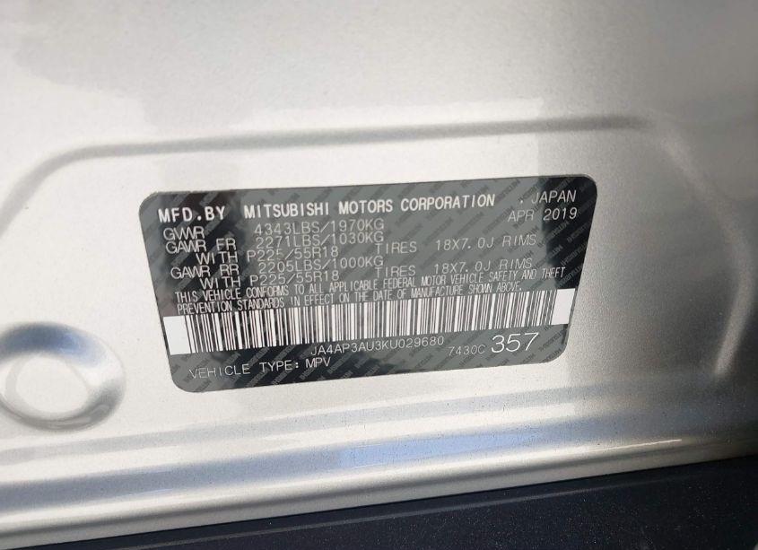 Photo 9 of 2019 Mitsubishi Outlander SPORT 2.0 ES (VIN JA4AP3AU3KU029680)