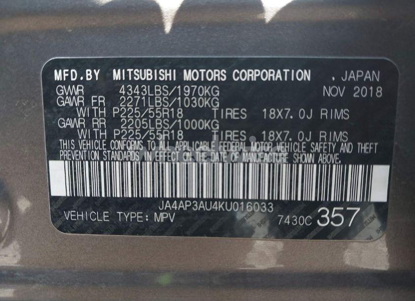 Photo 9 of 2019 Mitsubishi Outlander SPORT 2.0 LE (VIN JA4AP3AU4KU016033)