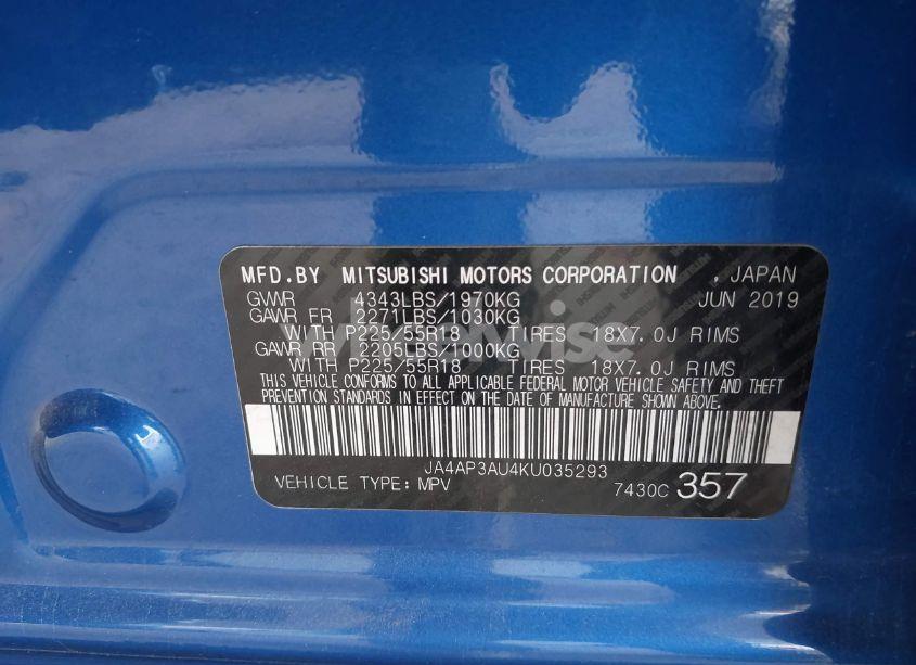 Photo 9 of 2019 Mitsubishi Outlander SPORT 2.0 ES (VIN JA4AP3AU4KU035293)