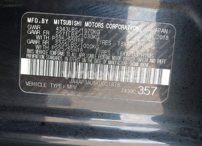 Photo 9 of 2019 Mitsubishi Outlander SPORT 2.0 ES (VIN JA4AP3AU5KU001878)