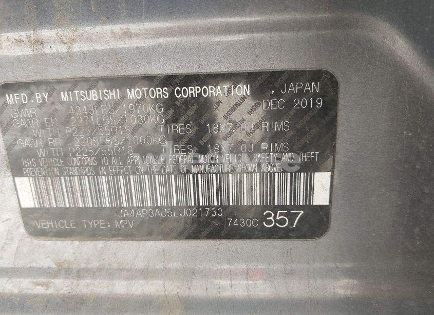 Photo 9 of 2020 Mitsubishi Outlander SPORT 2.0 ES (VIN JA4AP3AU5LU021730)