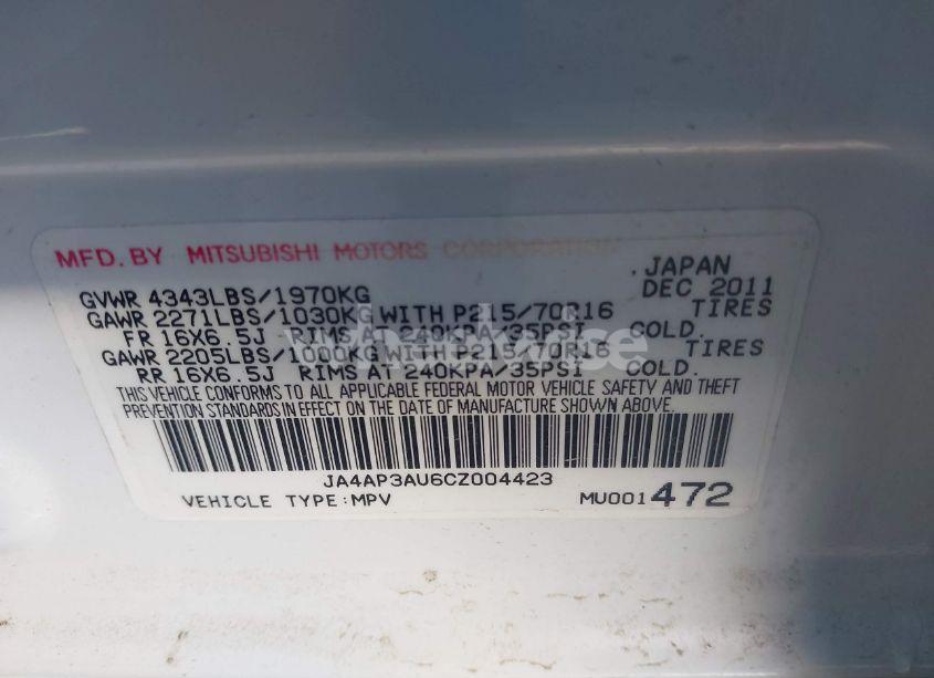 Photo 9 of 2012 Mitsubishi Outlander SPORT ES (VIN JA4AP3AU6CZ004423)