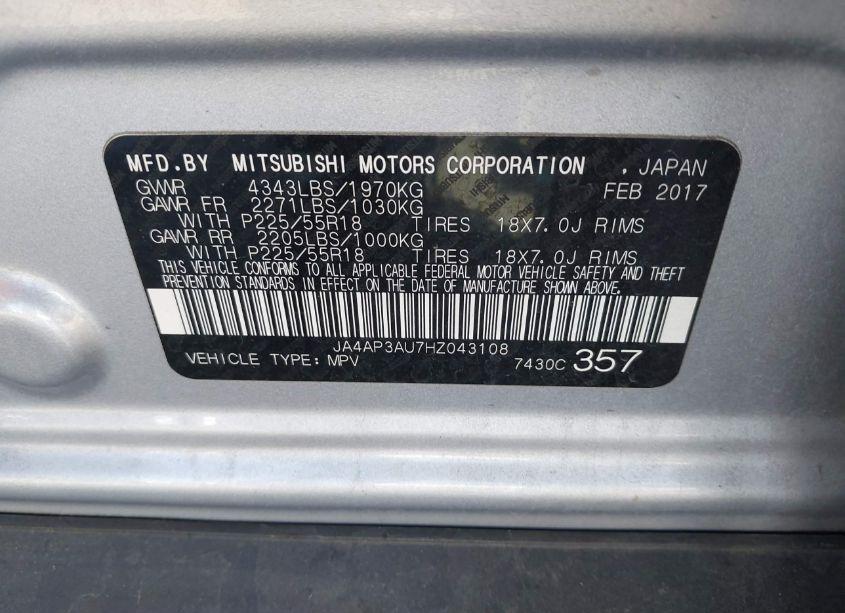 Photo 9 of 2017 Mitsubishi Outlander SPORT 2.0 LE (VIN JA4AP3AU7HZ043108)
