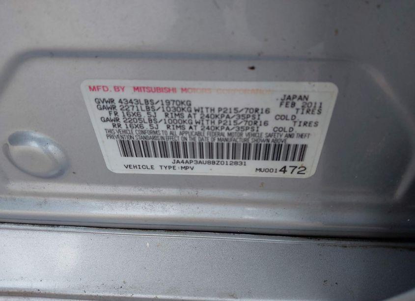 Photo 9 of 2011 Mitsubishi Outlander SPORT ES (VIN JA4AP3AU8BZ012831)