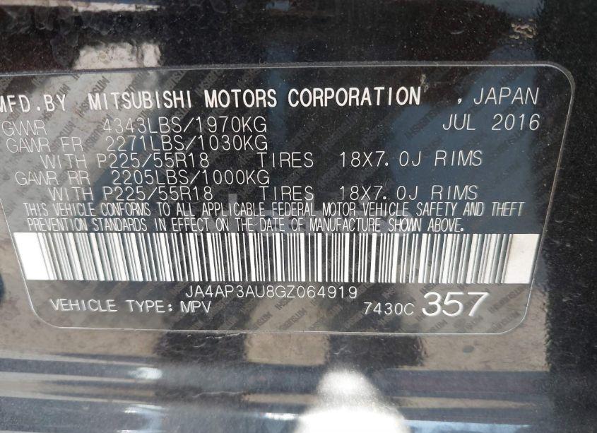 Photo 9 of 2016 Mitsubishi Outlander SPORT 2.0 ES (VIN JA4AP3AU8GZ064919)