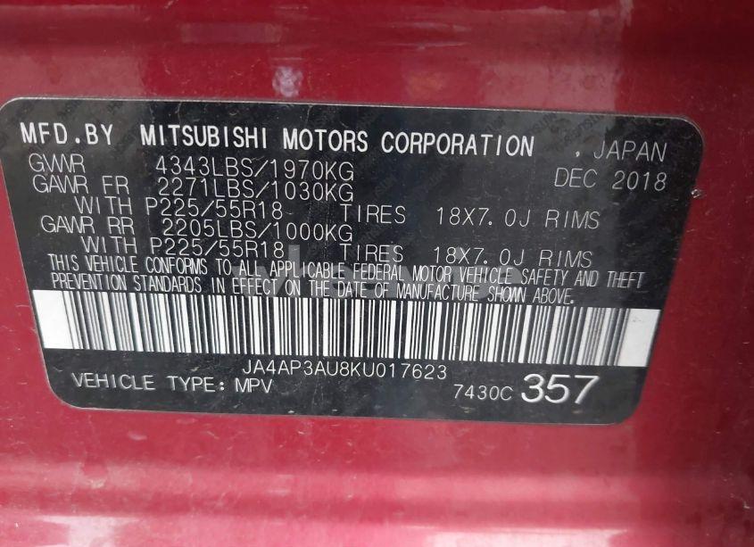 Photo 9 of 2019 Mitsubishi Outlander SPORT 2.0 ES/2.0 LE/2.0 SP (VIN JA4AP3AU8KU017623)