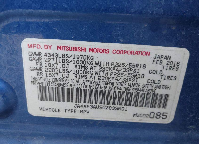 Photo 9 of 2016 Mitsubishi Outlander SPORT 2.0 ES (VIN JA4AP3AU9GZ033601)