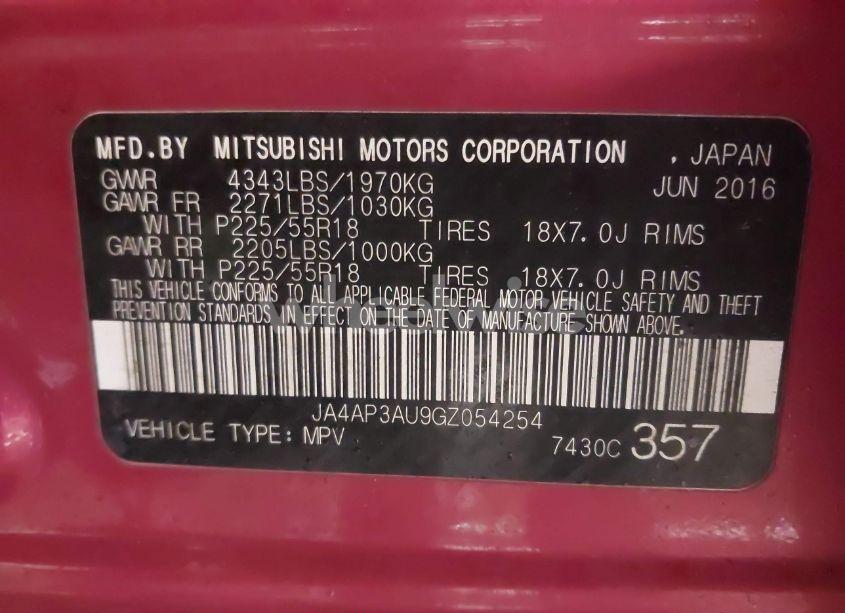 Photo 9 of 2016 Mitsubishi Outlander SPORT 2.0 ES (VIN JA4AP3AU9GZ054254)