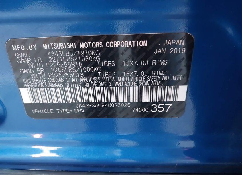 Photo 9 of 2019 Mitsubishi Outlander SPORT 2.0 ES (VIN JA4AP3AU9KU023026)