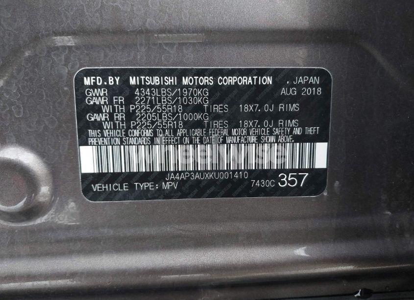 Photo 9 of 2019 Mitsubishi Outlander SPORT 2.0 ES (VIN JA4AP3AUXKU001410)