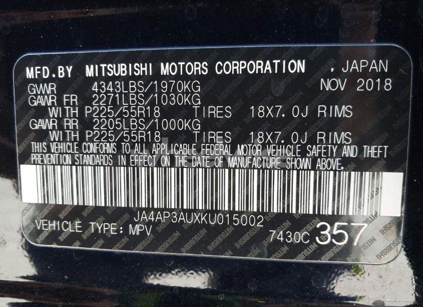 Photo 9 of 2019 Mitsubishi Outlander SPORT 2.0 LE (VIN JA4AP3AUXKU015002)