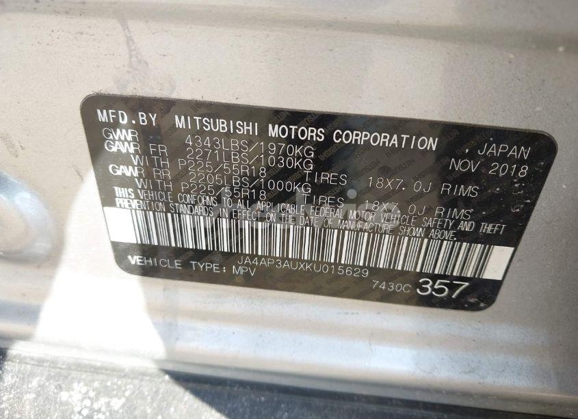 Photo 9 of 2019 Mitsubishi Outlander SPORT 2.0 ES/2.0 LE/2.0 SP (VIN JA4AP3AUXKU015629)
