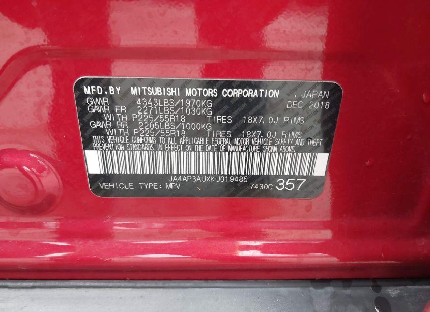 Photo 9 of 2019 Mitsubishi Outlander SPORT 2.0 ES/2.0 LE/2.0 SP (VIN JA4AP3AUXKU019485)