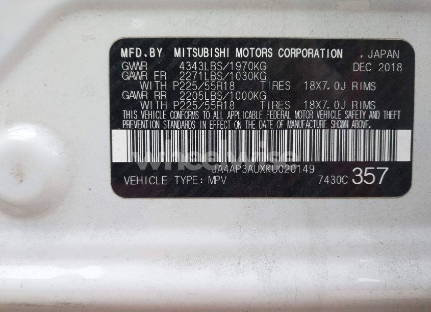 Photo 9 of 2019 Mitsubishi Outlander SPORT 2.0 ES (VIN JA4AP3AUXKU020149)