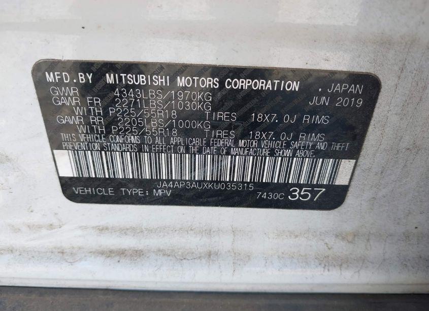 Photo 9 of 2019 Mitsubishi Outlander SPORT 2.0 ES (VIN JA4AP3AUXKU035315)