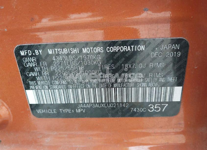 Photo 9 of 2020 Mitsubishi Outlander SPORT 2.0 BE/2.0 ES/2.0 SP (VIN JA4AP3AUXLU021142)