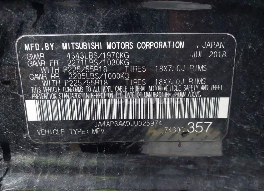 Photo 9 of 2018 Mitsubishi Outlander SPORT 2.4 SE (VIN JA4AP3AW0JU025974)