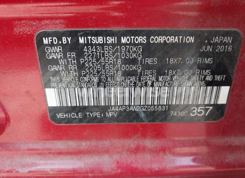 Photo 9 of 2016 Mitsubishi Outlander SPORT 2.4 ES (VIN JA4AP3AW2GZ055831)