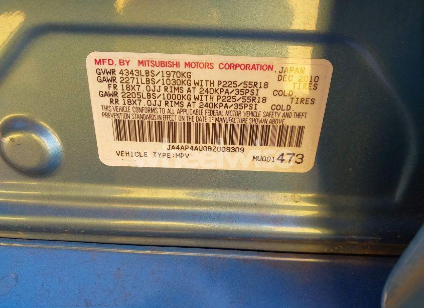 Photo 9 of 2011 Mitsubishi Outlander SPORT SE (VIN JA4AP4AU0BZ008309)