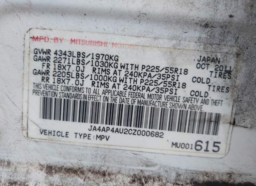 Photo 9 of 2012 Mitsubishi Outlander SPORT SE (VIN JA4AP4AU2CZ000682)