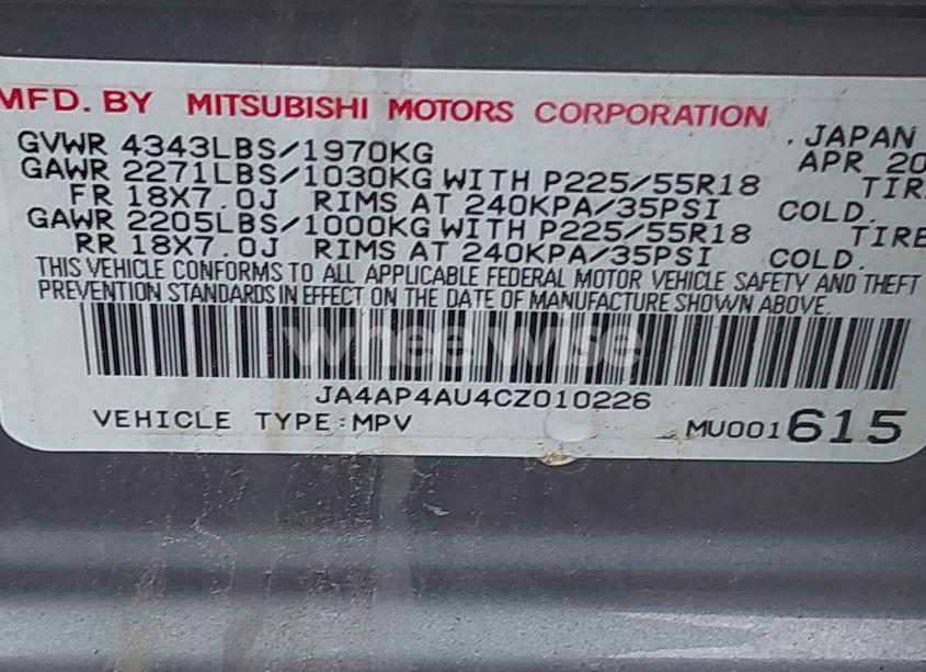 Photo 9 of 2012 Mitsubishi Outlander SPORT SE (VIN JA4AP4AU4CZ010226)