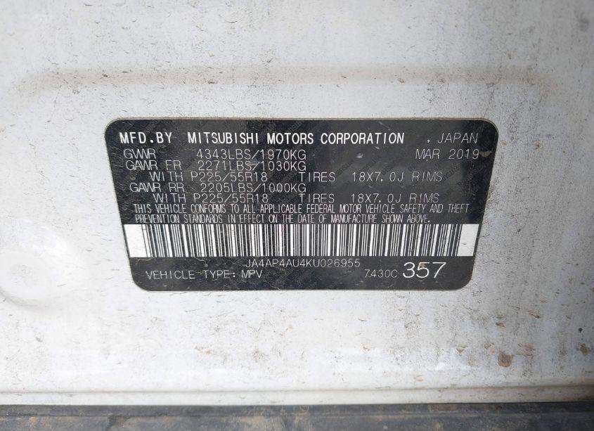 Photo 9 of 2019 Mitsubishi Outlander SPORT 2.0 SE (VIN JA4AP4AU4KU026955)