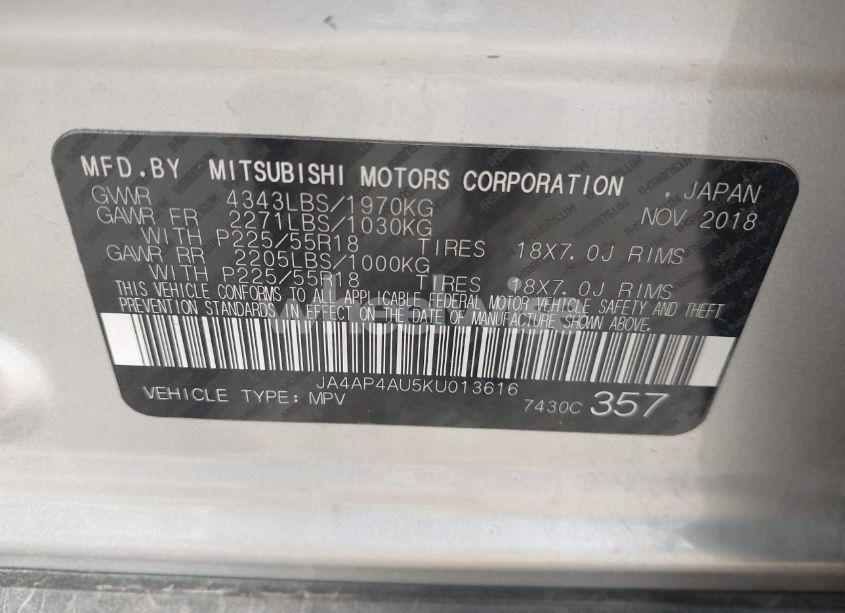 Photo 9 of 2019 Mitsubishi Outlander SPORT 2.0 SE (VIN JA4AP4AU5KU013616)